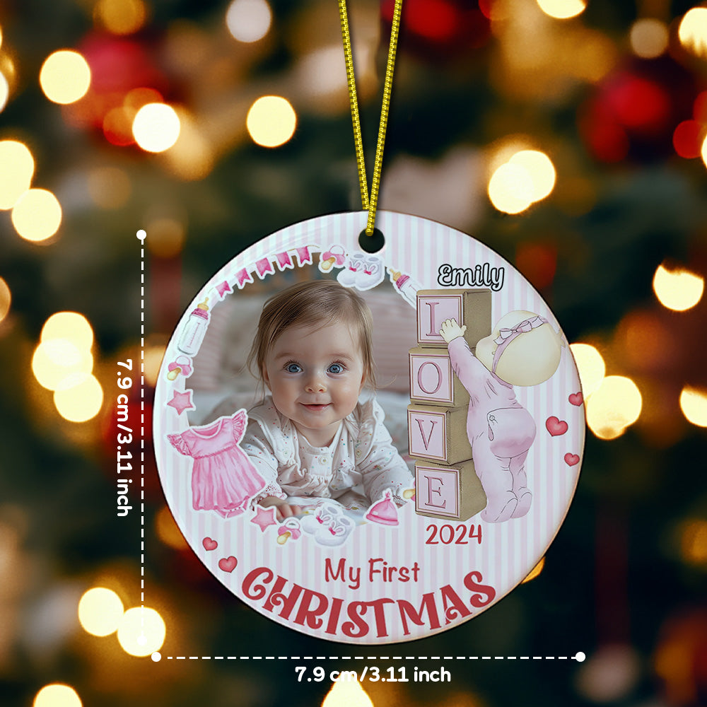 Personalised Baby's First Christmas Ornament with Photo Ceramic