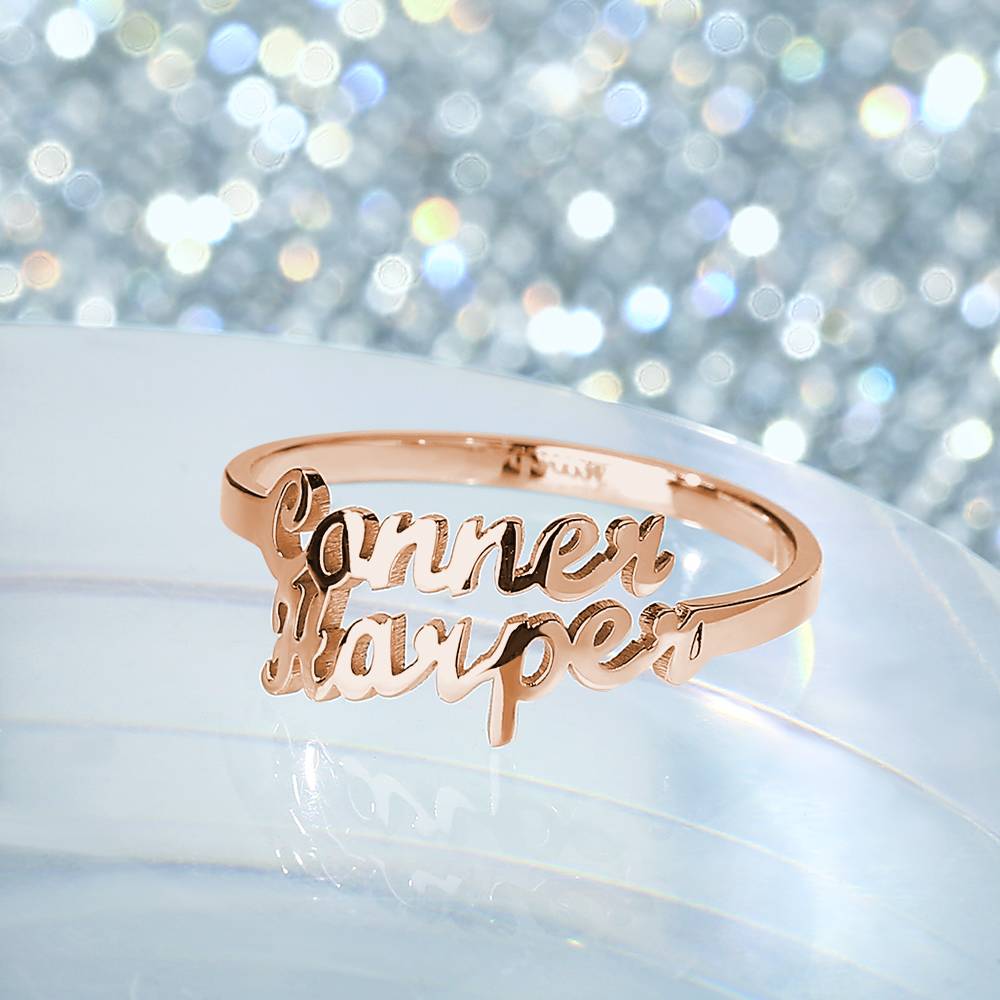 Personalised Double Names Ring - 925 Sterling Silver