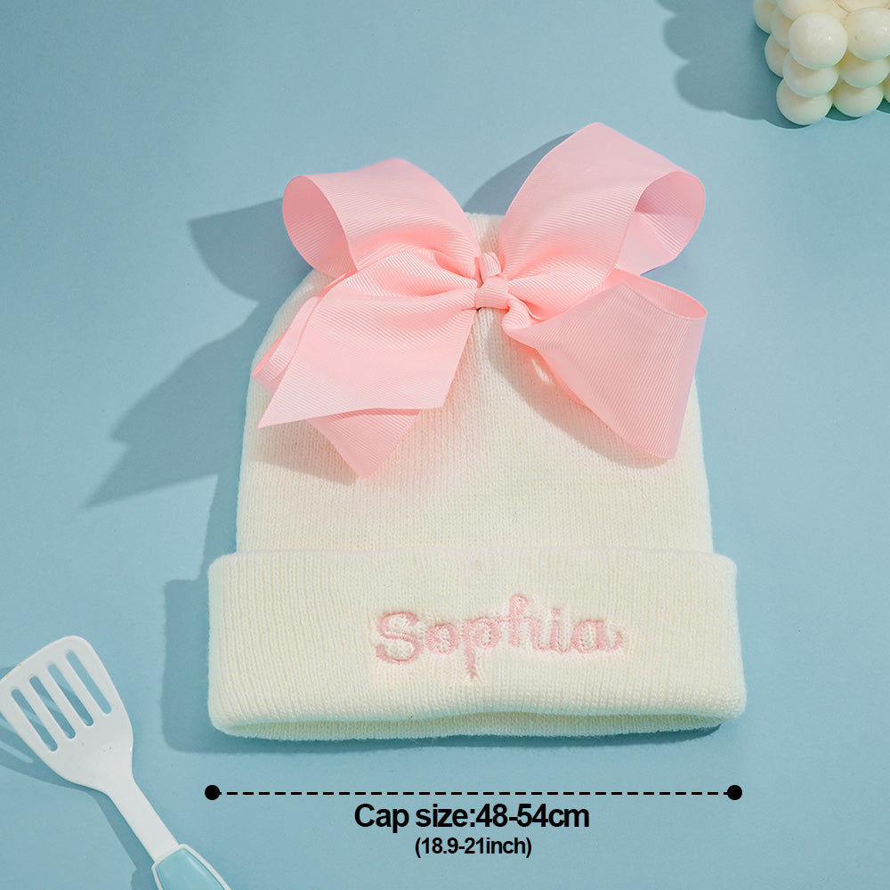 Personalised Name Baby Bow Beanie