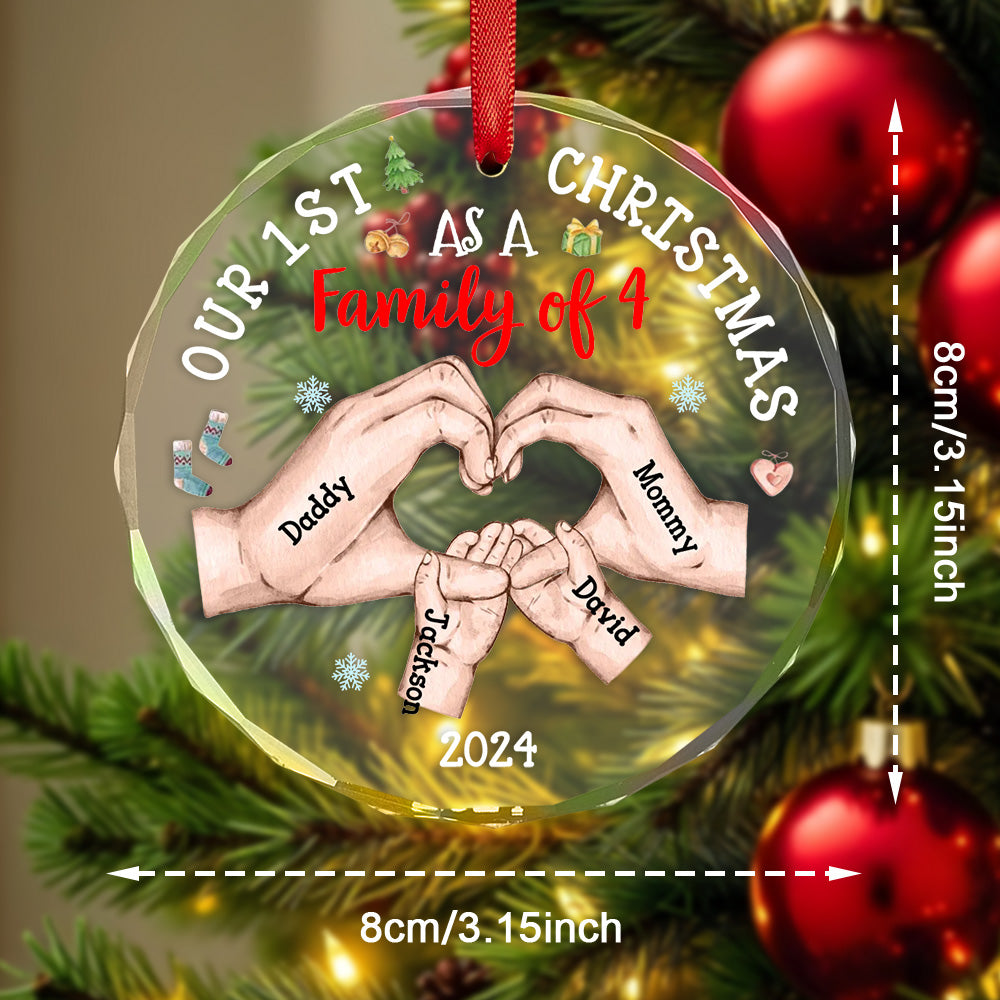 Personalised Baby's First Christmas As A Family Of (up to 4 Children’s names) Ornament