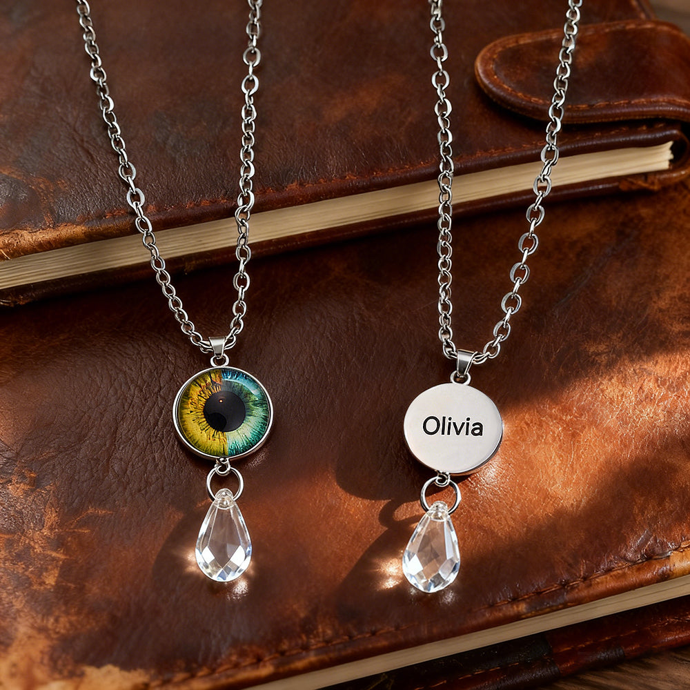 Personalised Two-Eye Couple Pendant Intertwined Souls Dual Eye Necklace
