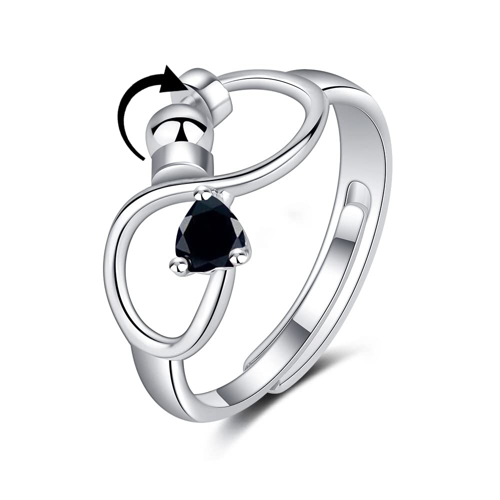 Personalised Birth Stone Adjustable Rotating Fidget Ring