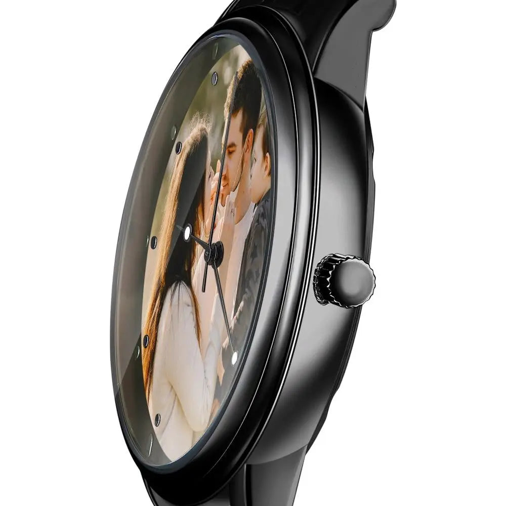 Personalised Photo Engraved Text Watch Alloy Strap 38mm