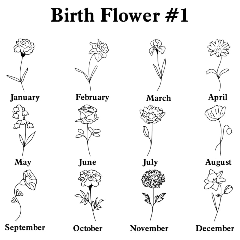 Illustrations of flowers corresponding to each month of the year