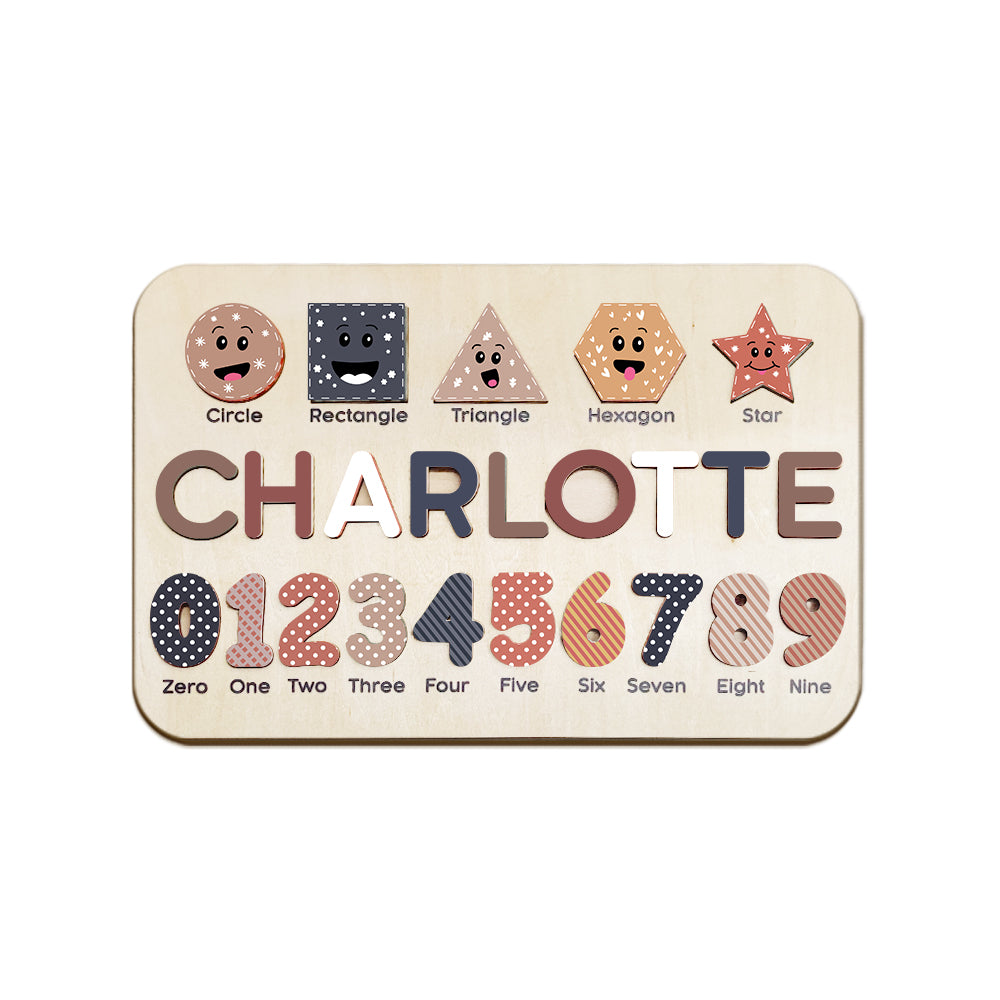 Educational toy with shapes and numbers on a white background