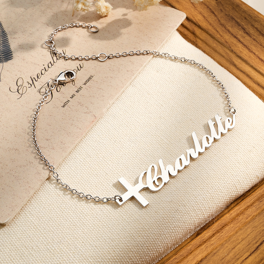 Personalised Name Cross Bracelet