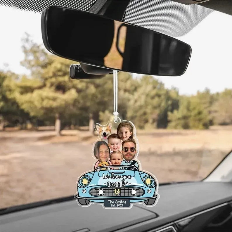 Personalised Photo ‘Drive Safe Daddy’ Hanging Car Ornament Up to Five People