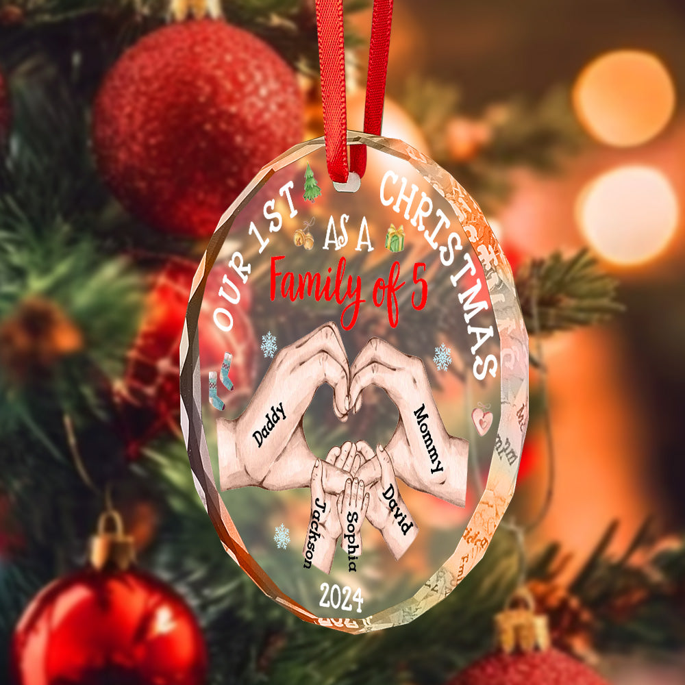 Personalised Baby's First Christmas As A Family Of (up to 4 Children’s names) Ornament