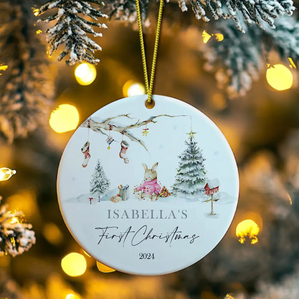 Personalised Rabbit Ceramic Ornament with Name
