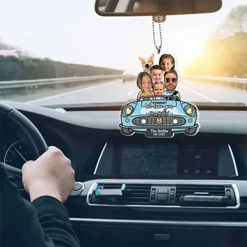 Personalised Photo ‘Drive Safe Daddy’ Hanging Car Ornament Up to Five People