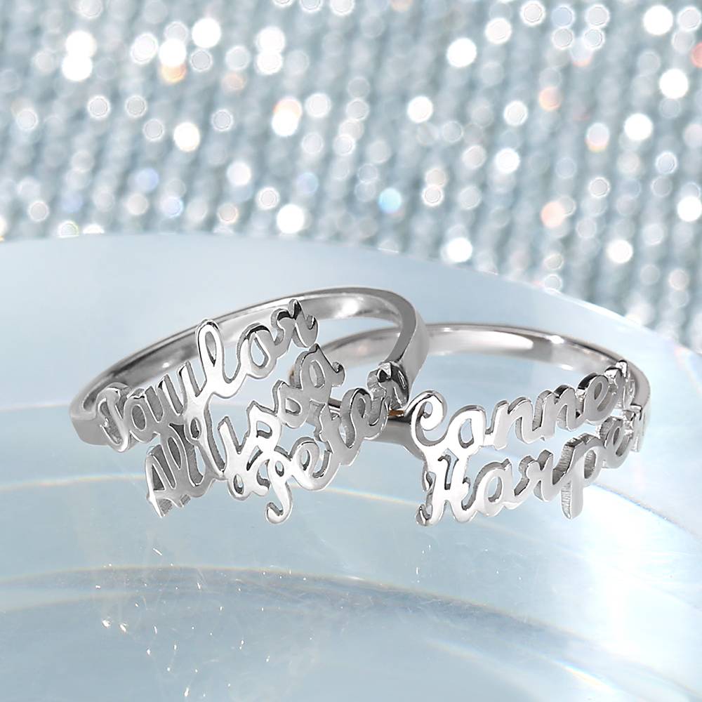 Custom Three Names Ring - 925 Sterling Silver