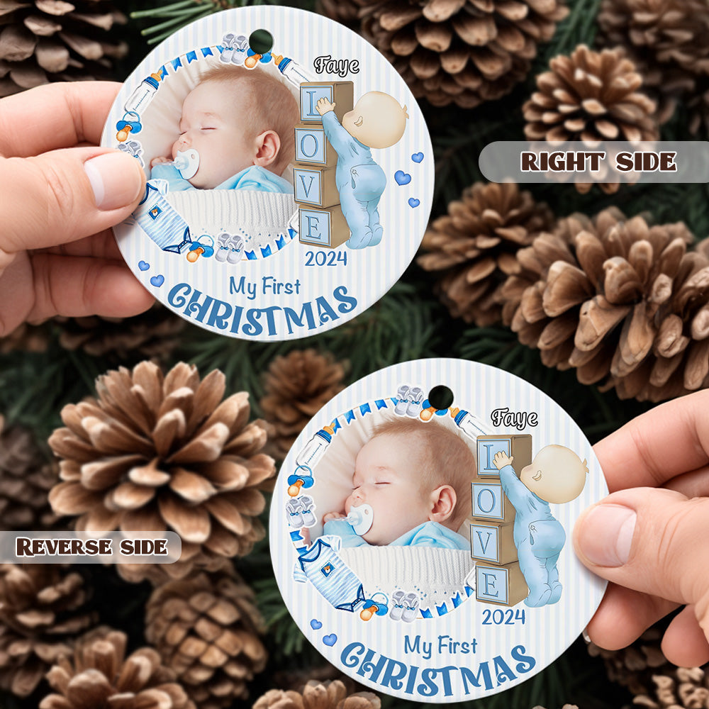 Personalised Baby's First Christmas Ornament with Photo Ceramic