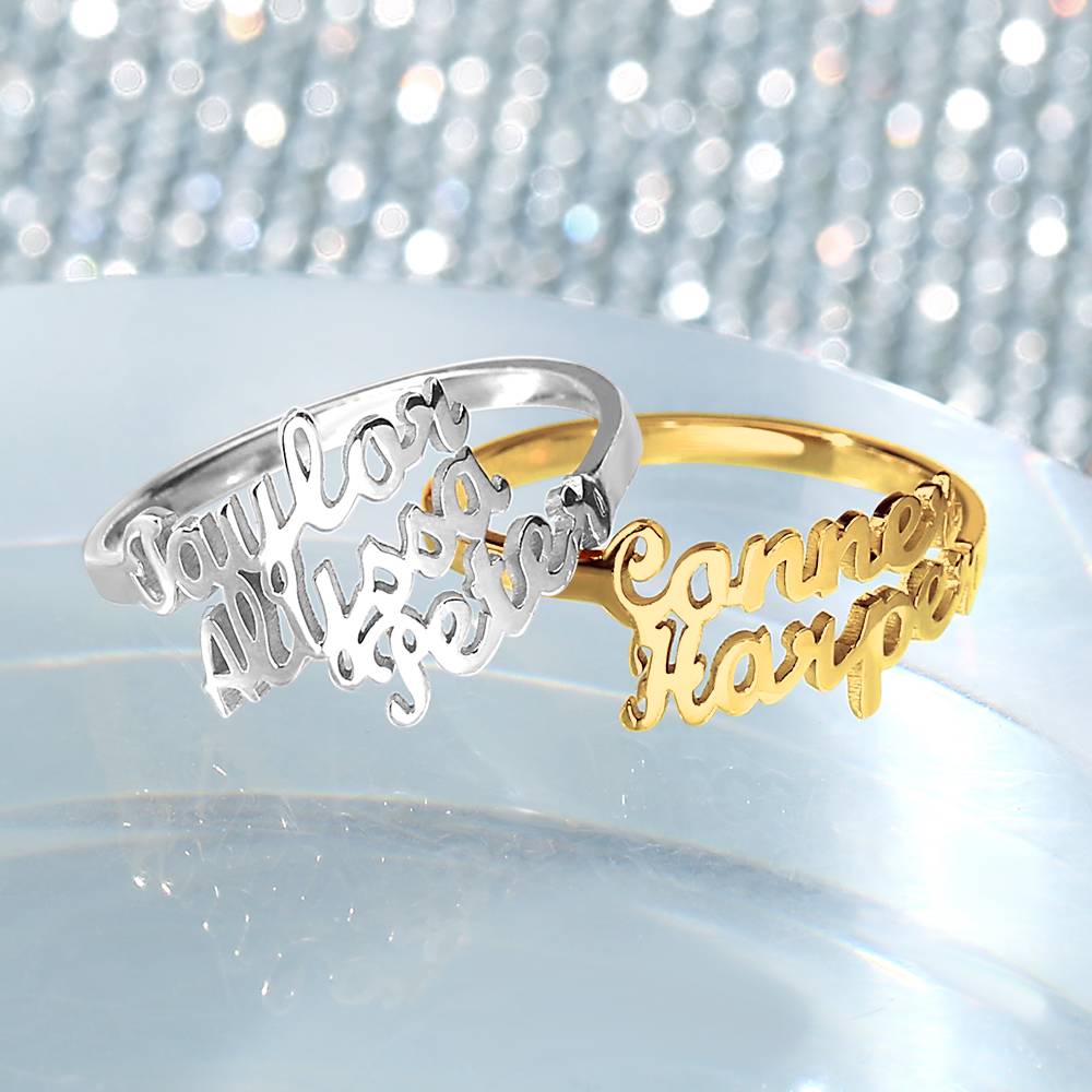 Personalised Double Names Ring - 925 Sterling Silver