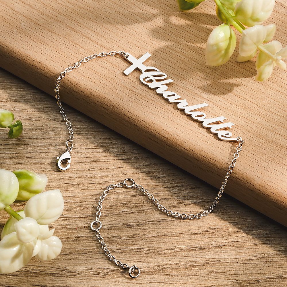 Personalised Name Cross Bracelet