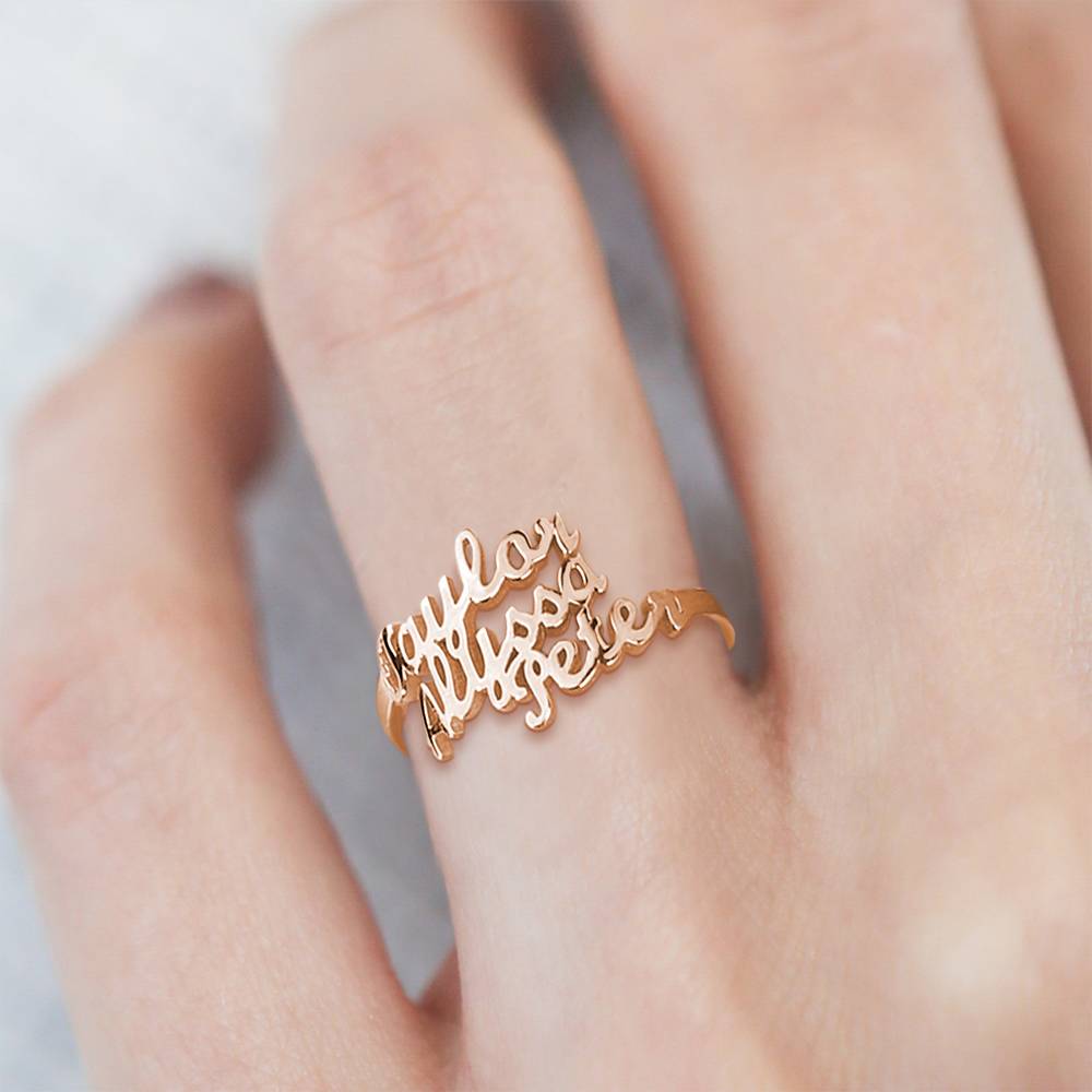 Custom Three Names Ring - 925 Sterling Silver