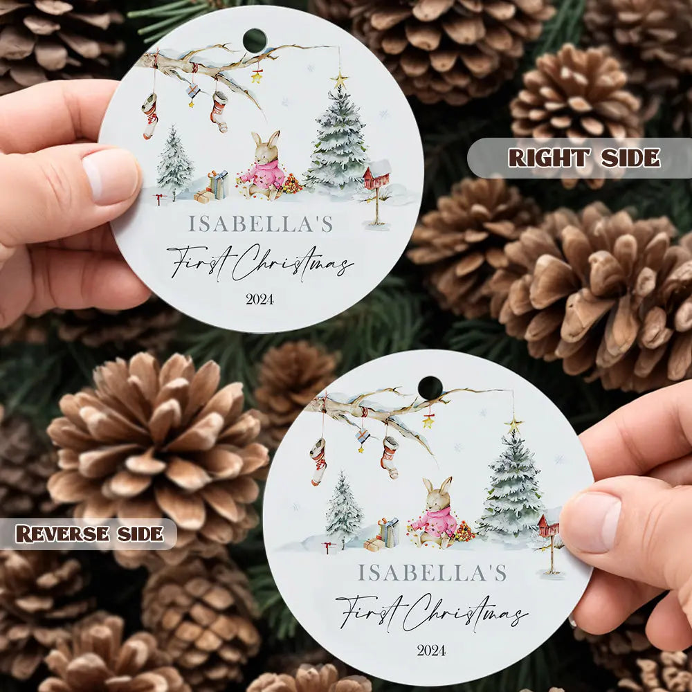 Personalised Rabbit Ceramic Ornament with Name