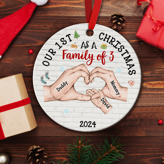 Personalised Baby's First Christmas As A Family Ornament
