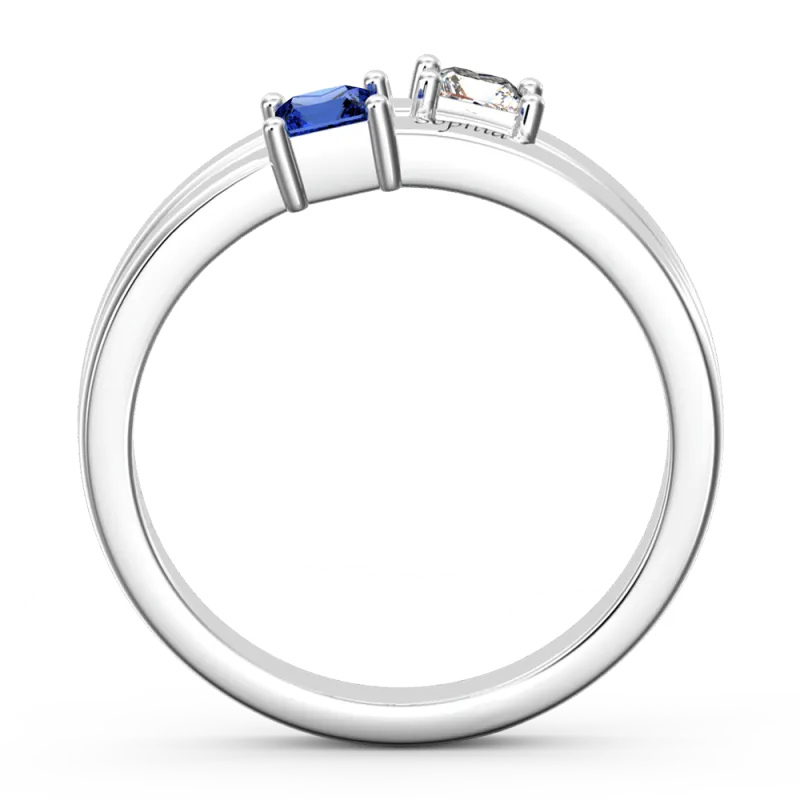 Personalised Two Names Birthstone Promise Ring