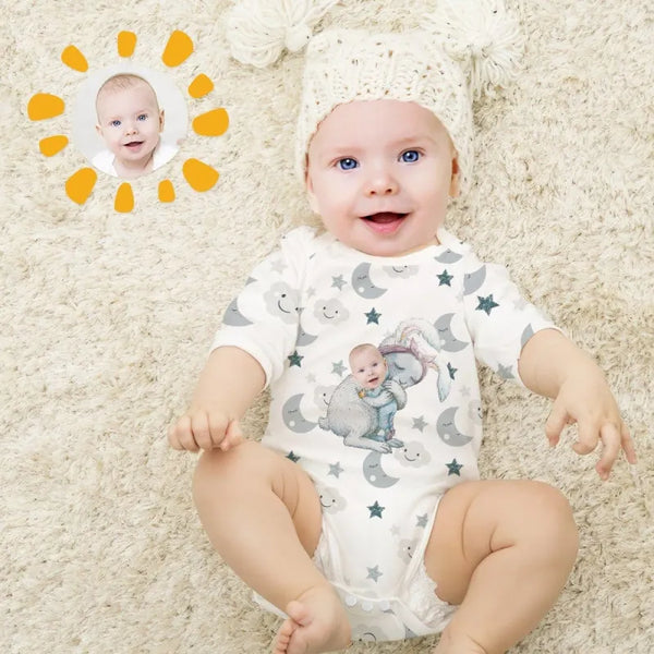 Baby onsie with personalised photo upload long sleeves