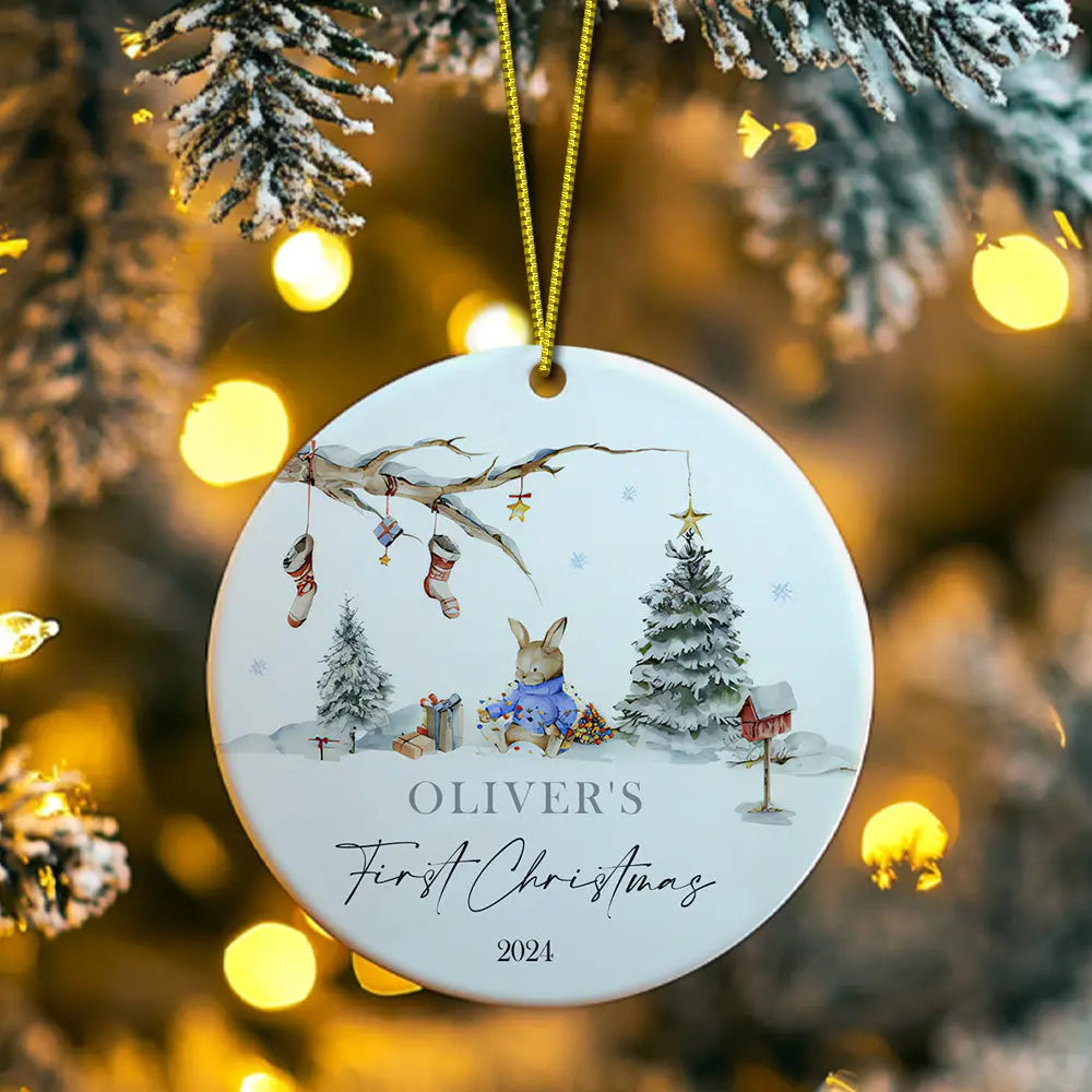 Personalised Rabbit Ceramic Ornament with Name
