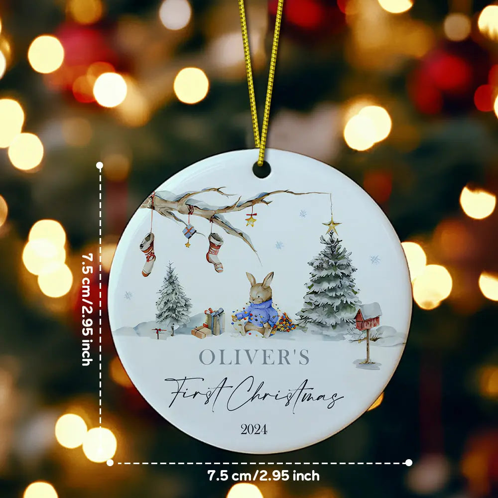 Personalised Rabbit Ceramic Ornament with Name