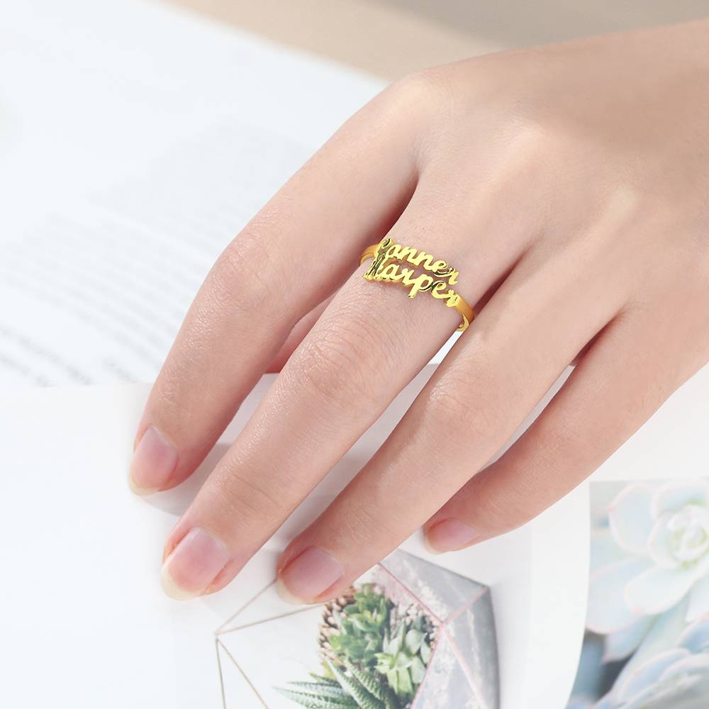 Personalised Double Names Ring - 925 Sterling Silver