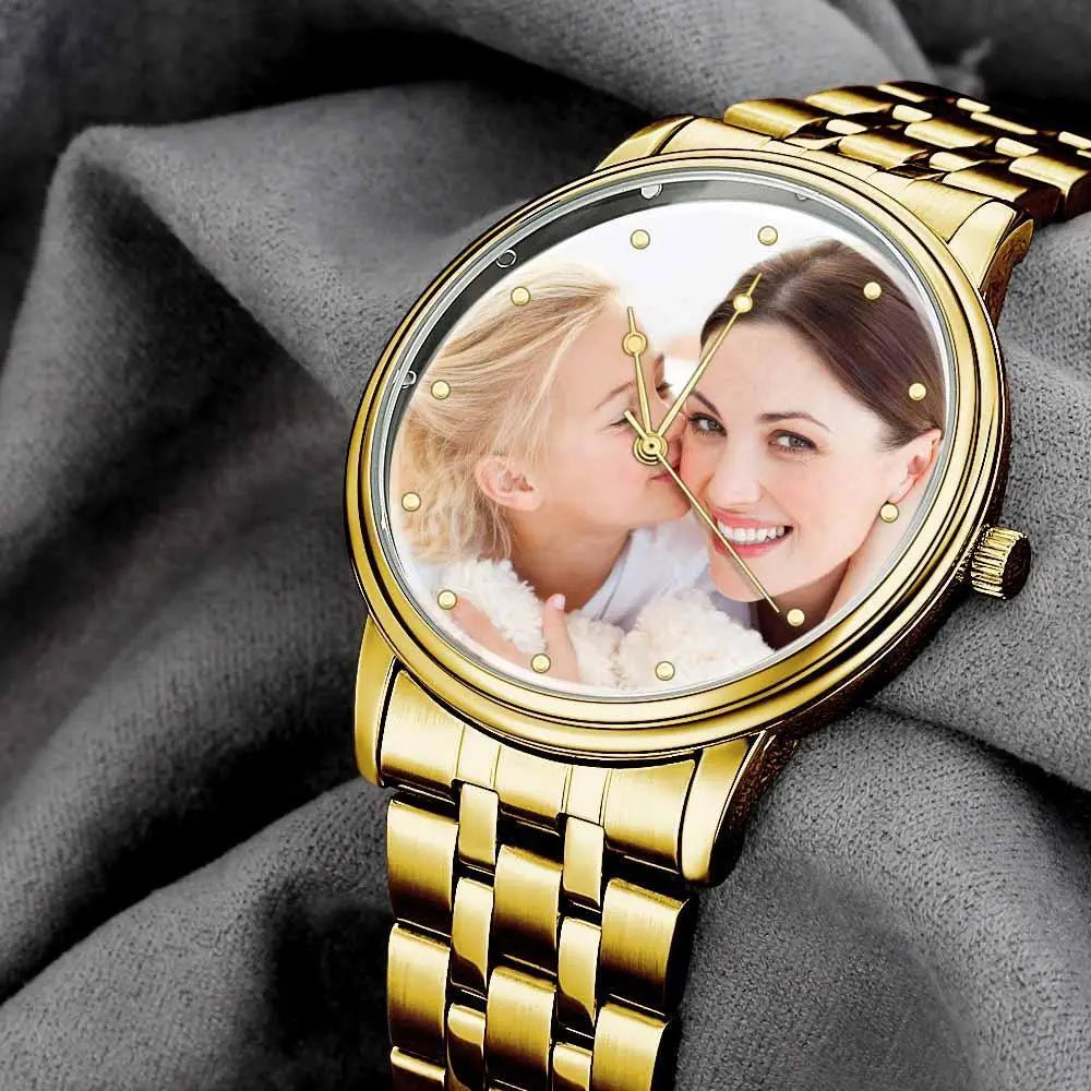 Personalised Photo Engraved Text Watch Alloy Strap 38mm