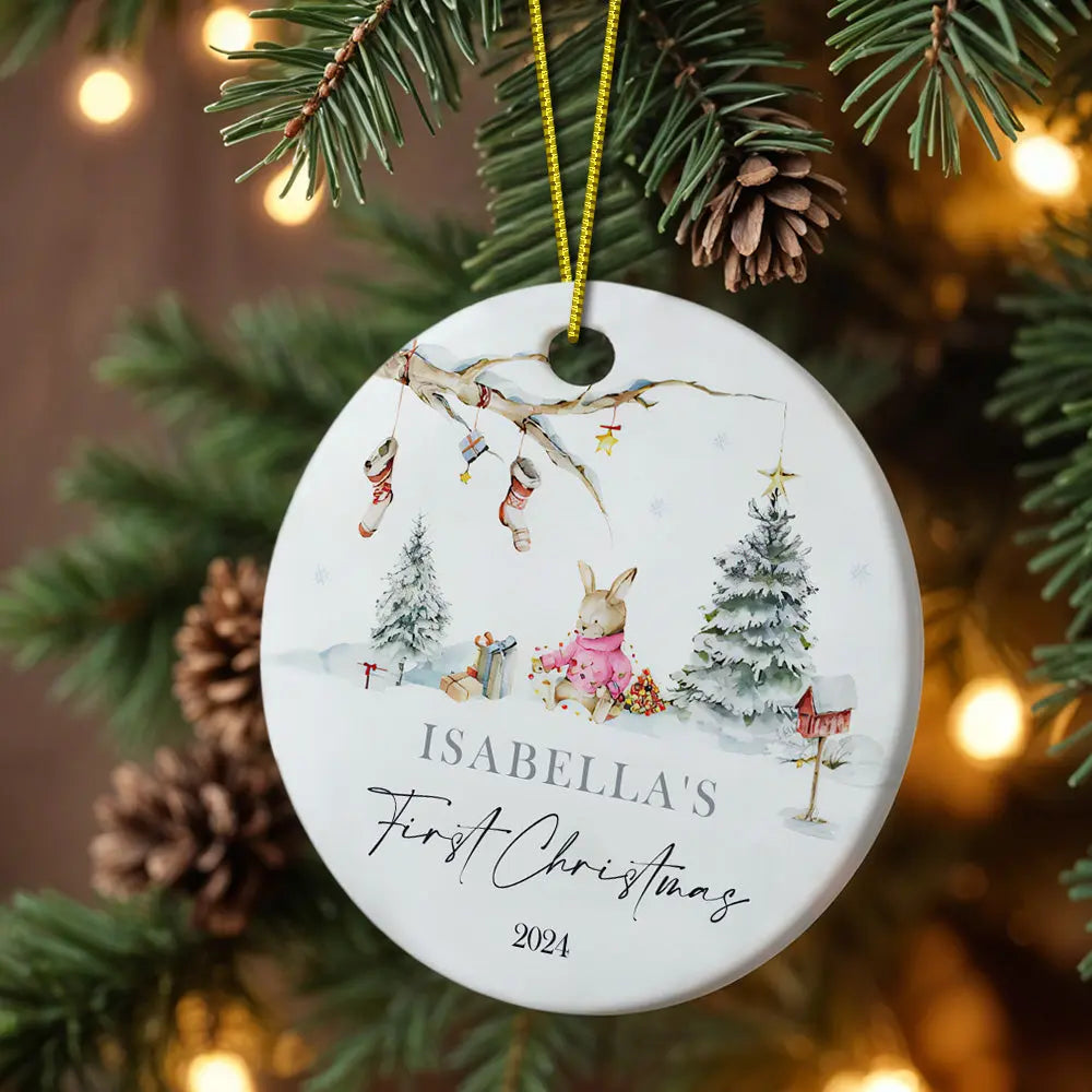 Personalised Rabbit Ceramic Ornament with Name