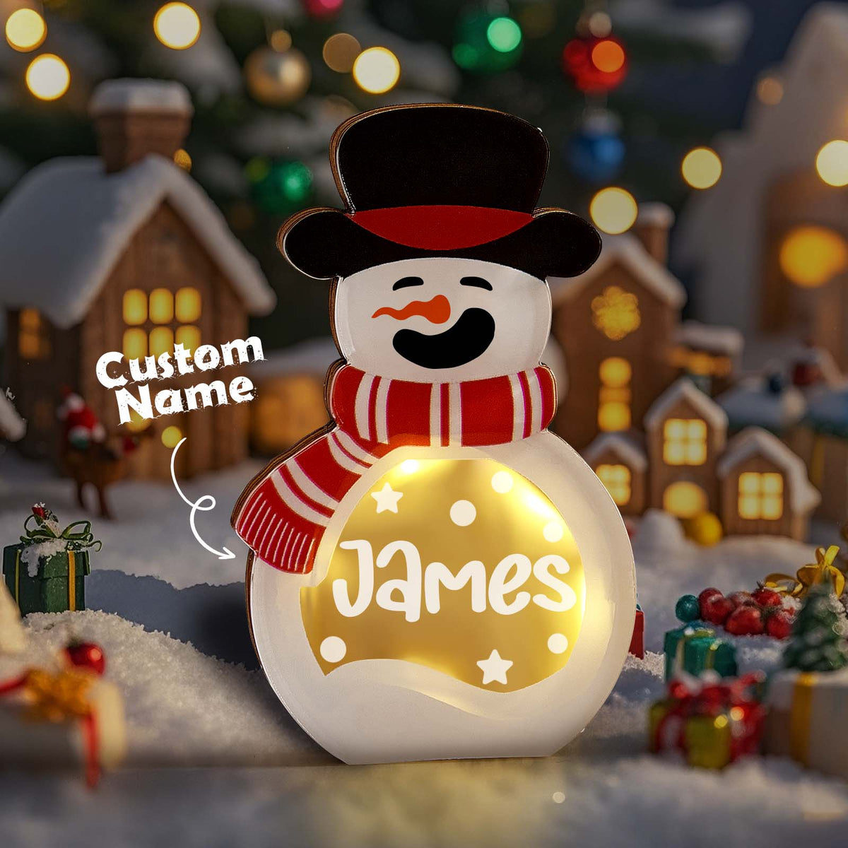 Personalised Snowman Night Light with Name