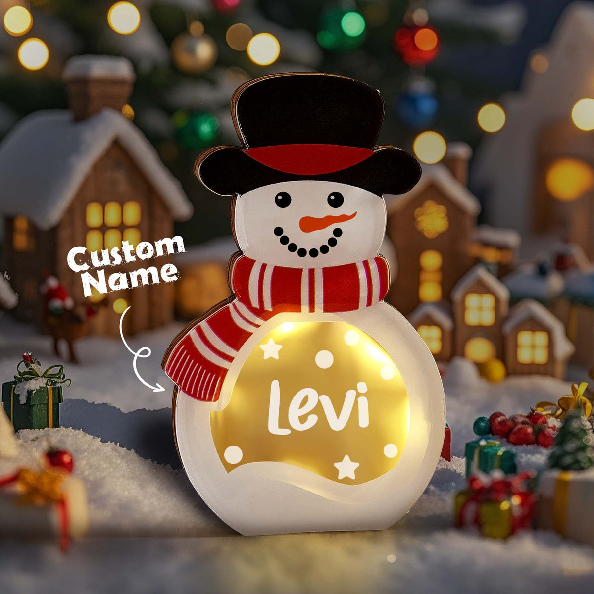 Personalised Snowman Night Light with Name