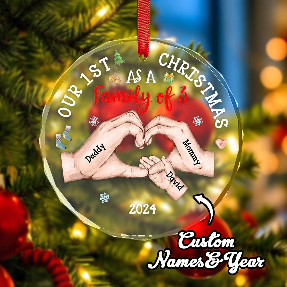 Personalised Baby's First Christmas As A Family Of (up to 4 Children’s names) Ornament