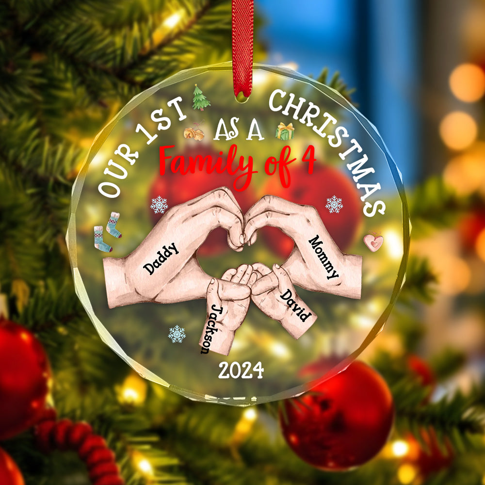 Personalised Baby's First Christmas As A Family Of (up to 4 Children’s names) Ornament