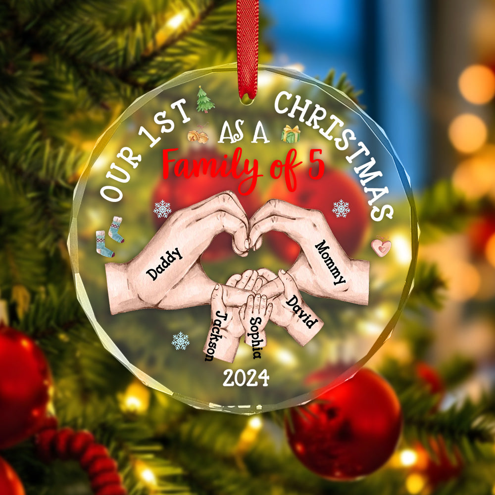 Personalised Baby's First Christmas As A Family Of (up to 4 Children’s names) Ornament