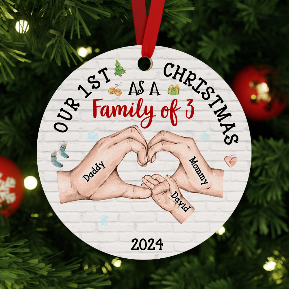 Personalised Baby's First Christmas As A Family Ornament