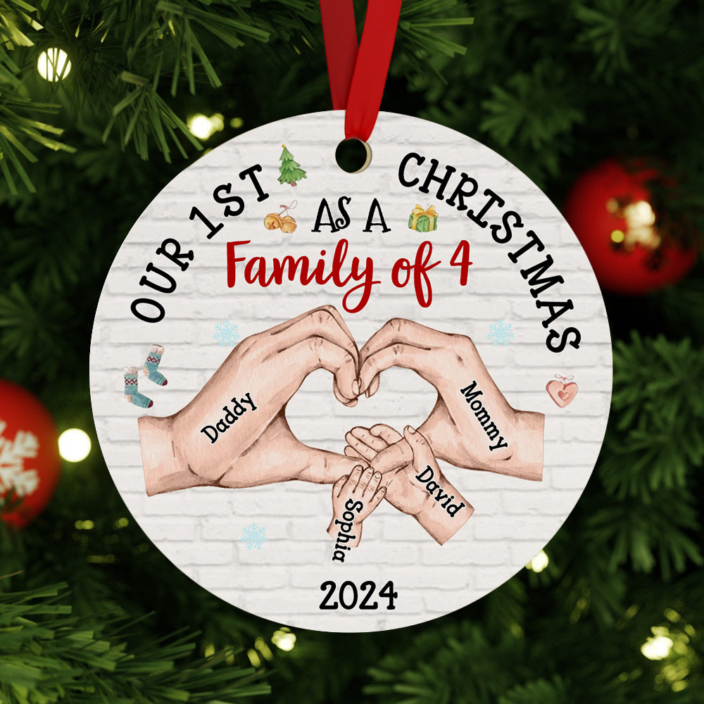 Personalised Baby's First Christmas As A Family Ornament