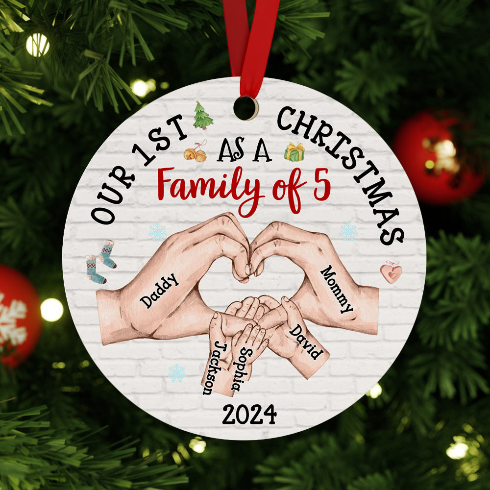 Personalised Baby's First Christmas As A Family Ornament