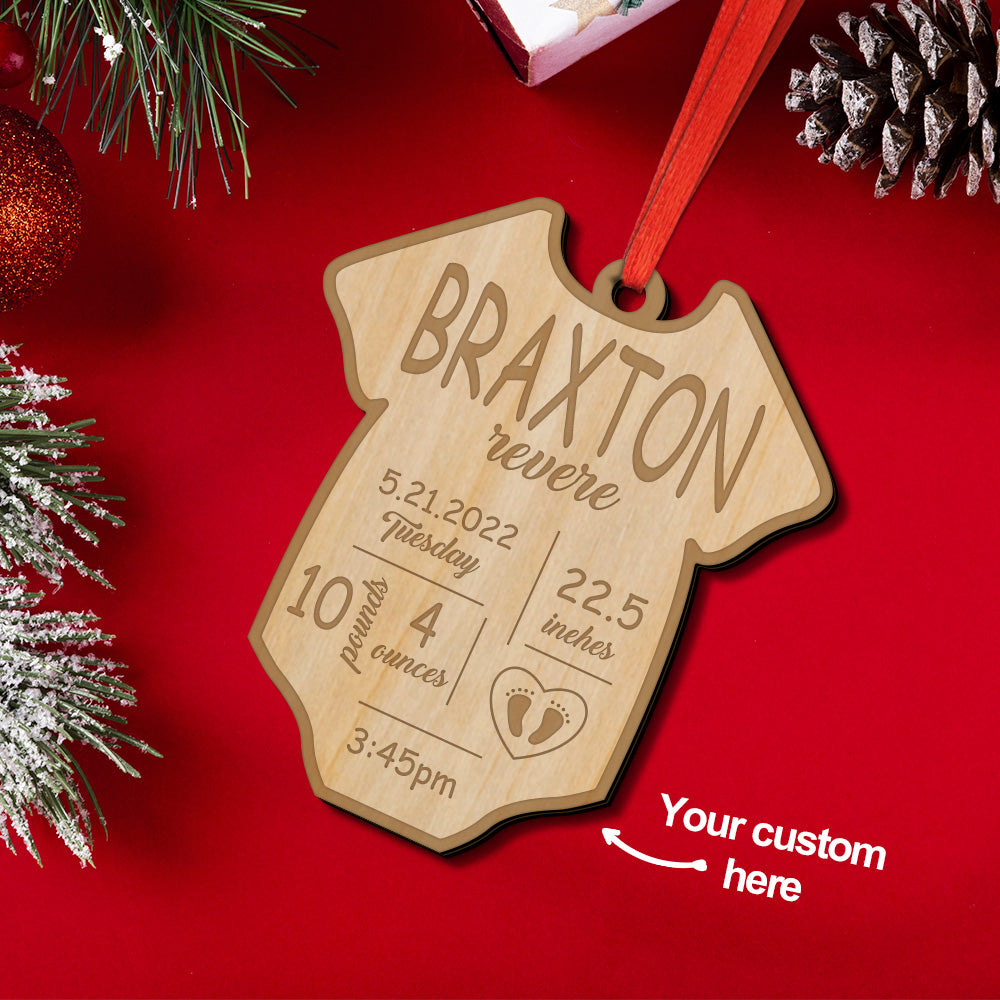 Personalised Baby Birth Stat Tree Ornament First Christmas