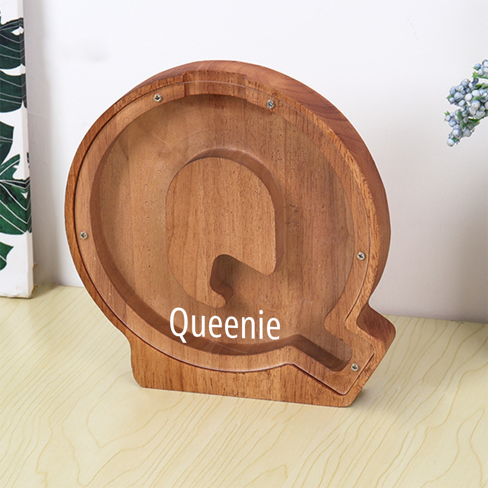 High-quality wood material, clear texture, environmentally friendly and durable
A-Z 26 letters shapes design, large storage space, retro style, classic and advanced
Laser engraved text, clear lettering, bright colors, no fading
The money deposit port is on the top of the box, which can be used to store various currencies