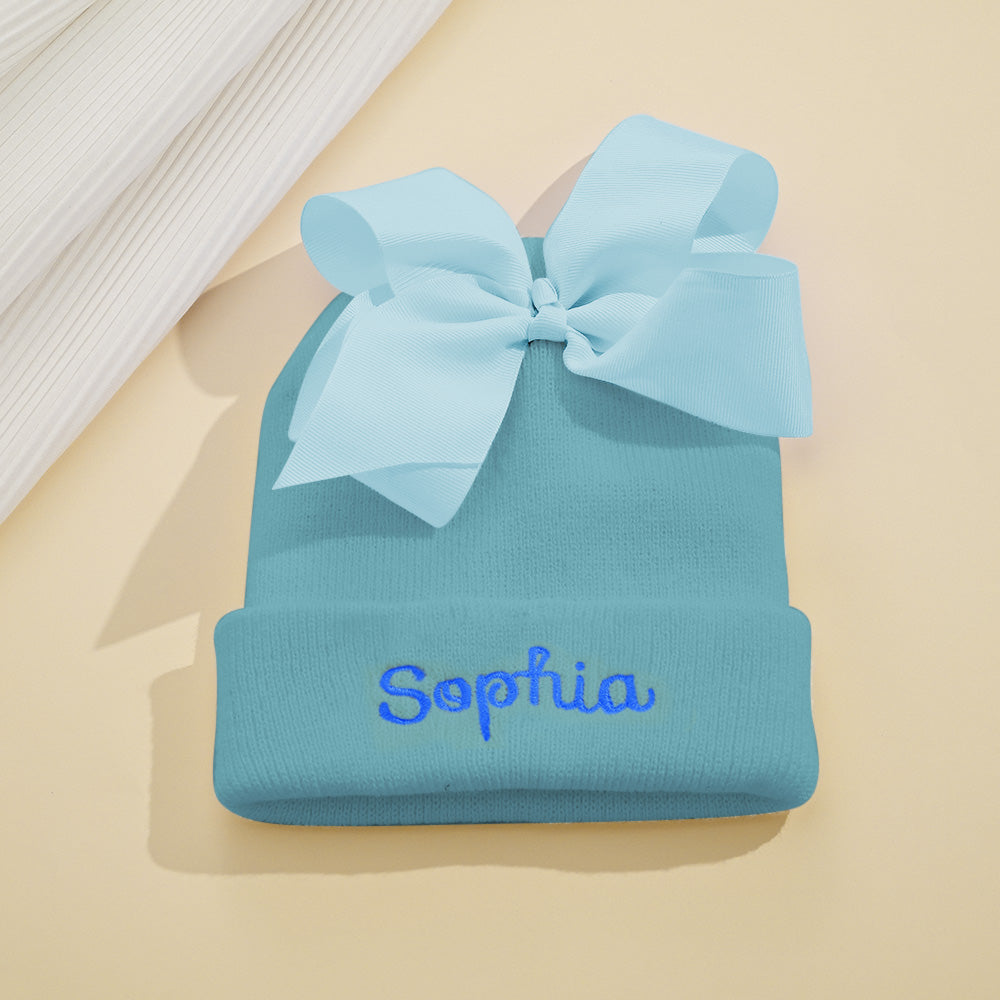 Personalised Name Baby Bow Beanie