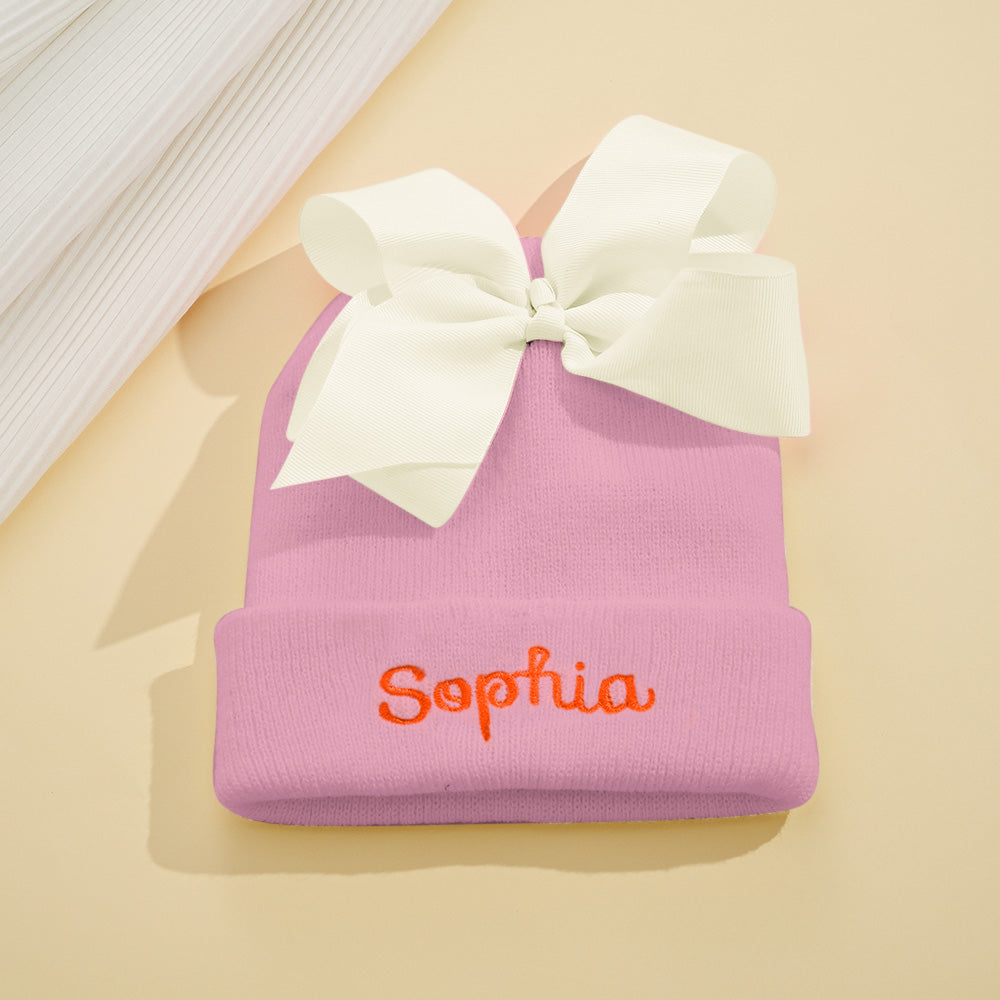 Personalised Name Baby Bow Beanie