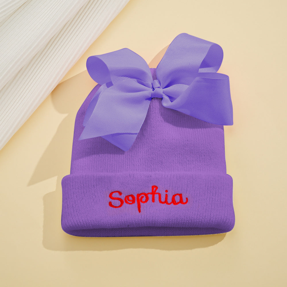 Personalised Name Baby Bow Beanie