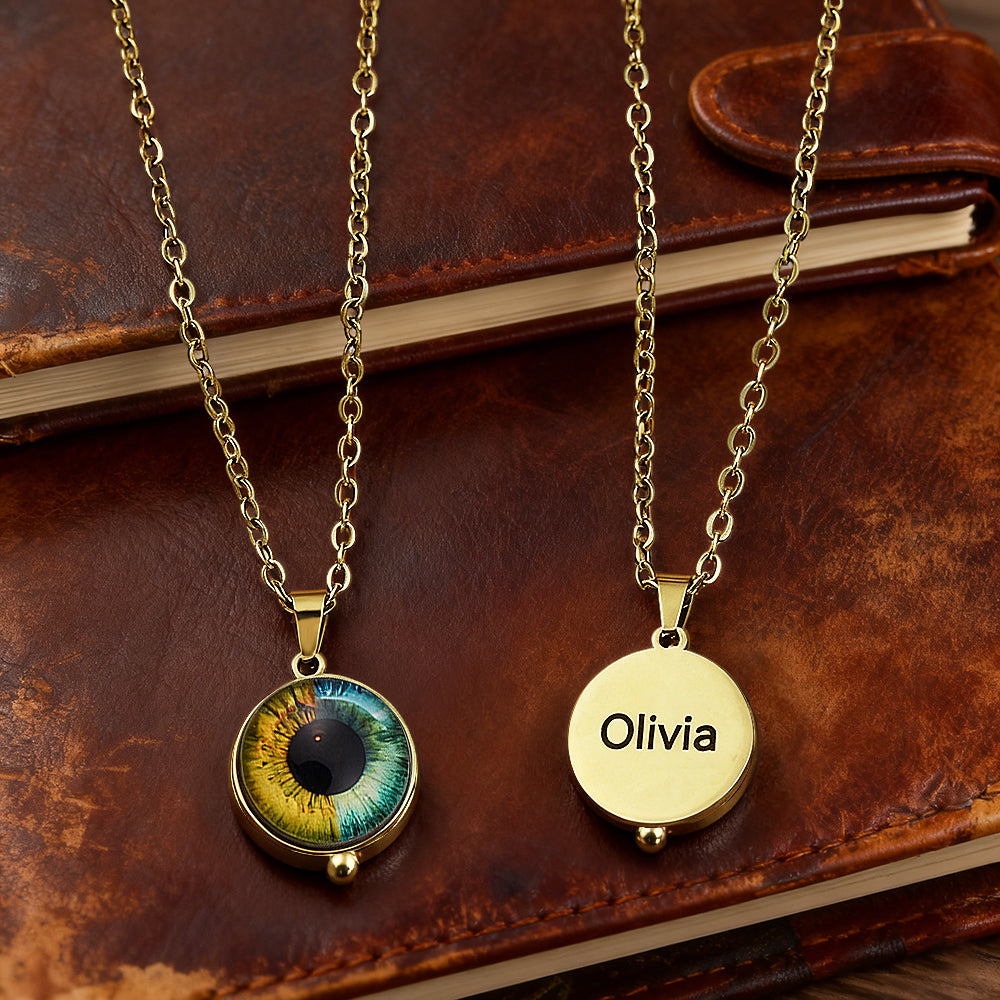 Personalised Two-Eye Couple Pendant Intertwined Souls Dual Eye Necklace