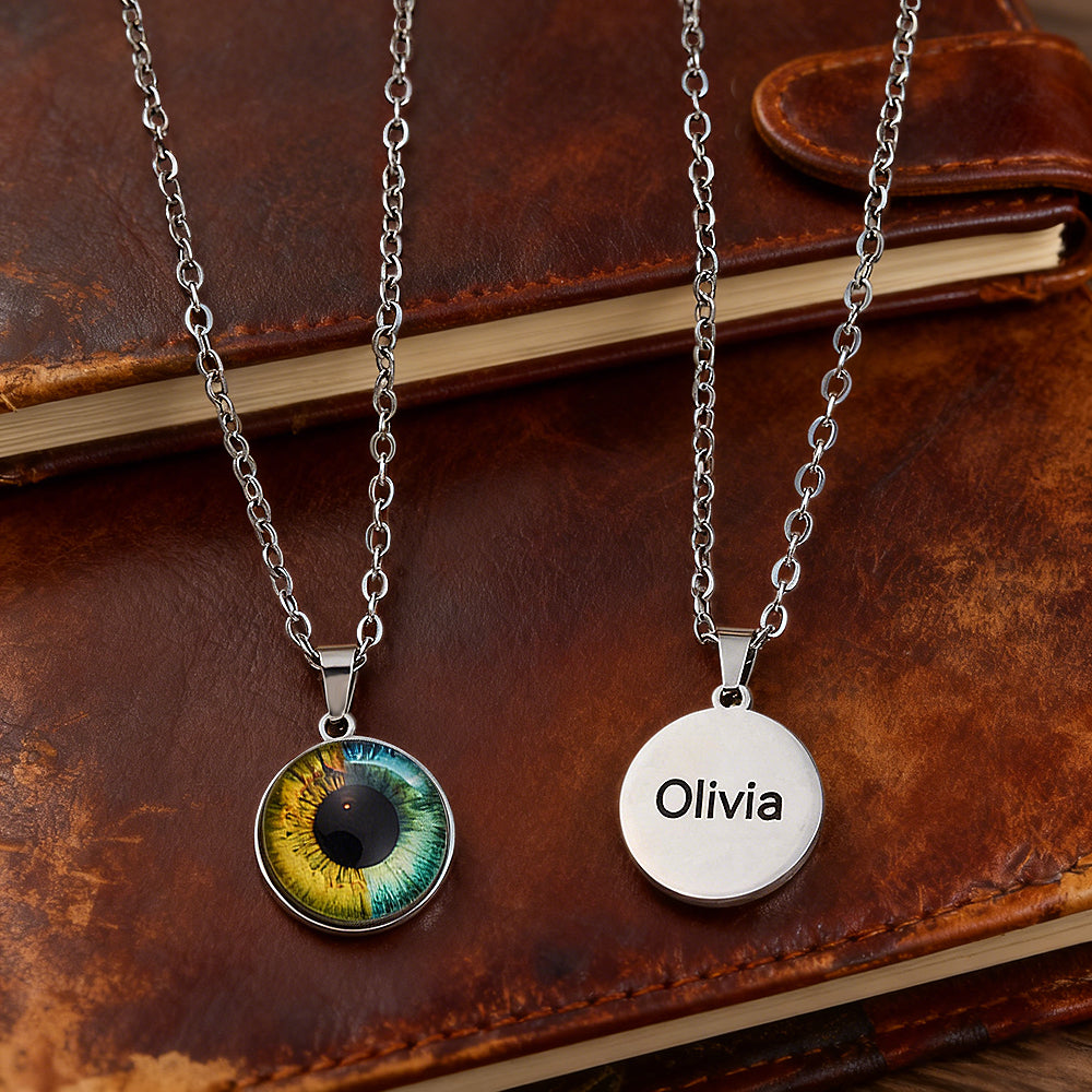Personalised Two-Eye Couple Pendant Intertwined Souls Dual Eye Necklace