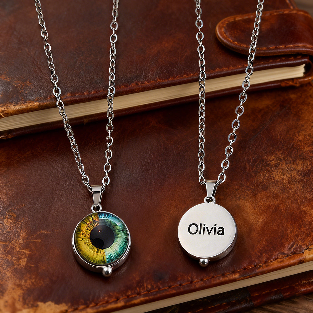Personalised Two-Eye Couple Pendant Intertwined Souls Dual Eye Necklace