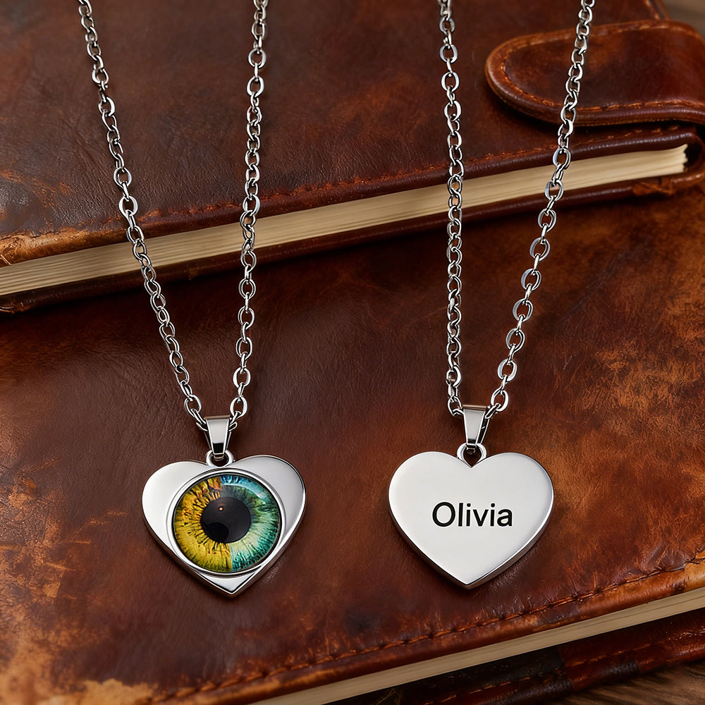 Personalised Two-Eye Couple Pendant Intertwined Souls Dual Eye Necklace