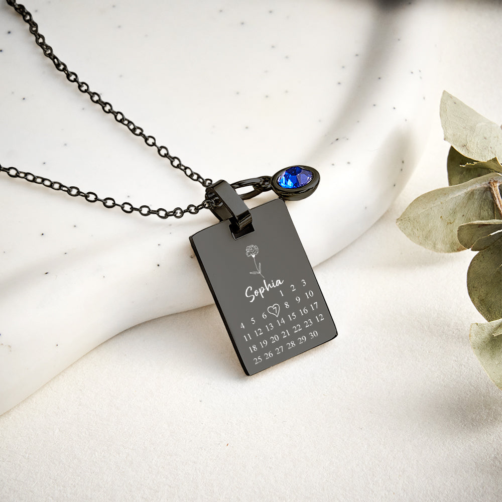 Personalised Date & Birthstone Necklace