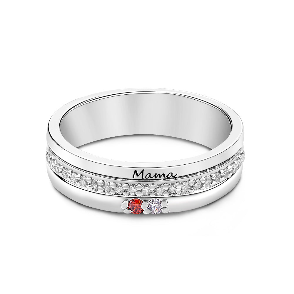 Personalised Birthstones Ring with Engraved Text