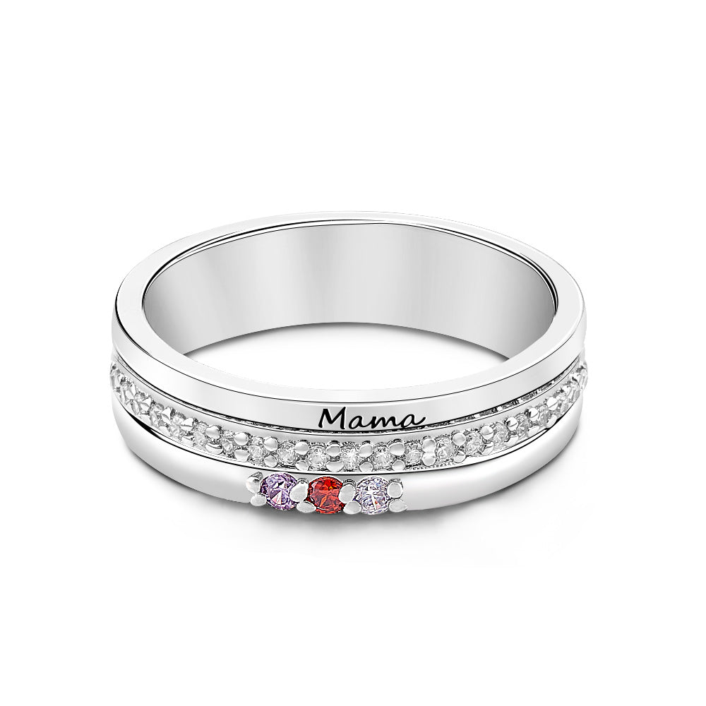 Personalised Birthstones Ring with Engraved Text