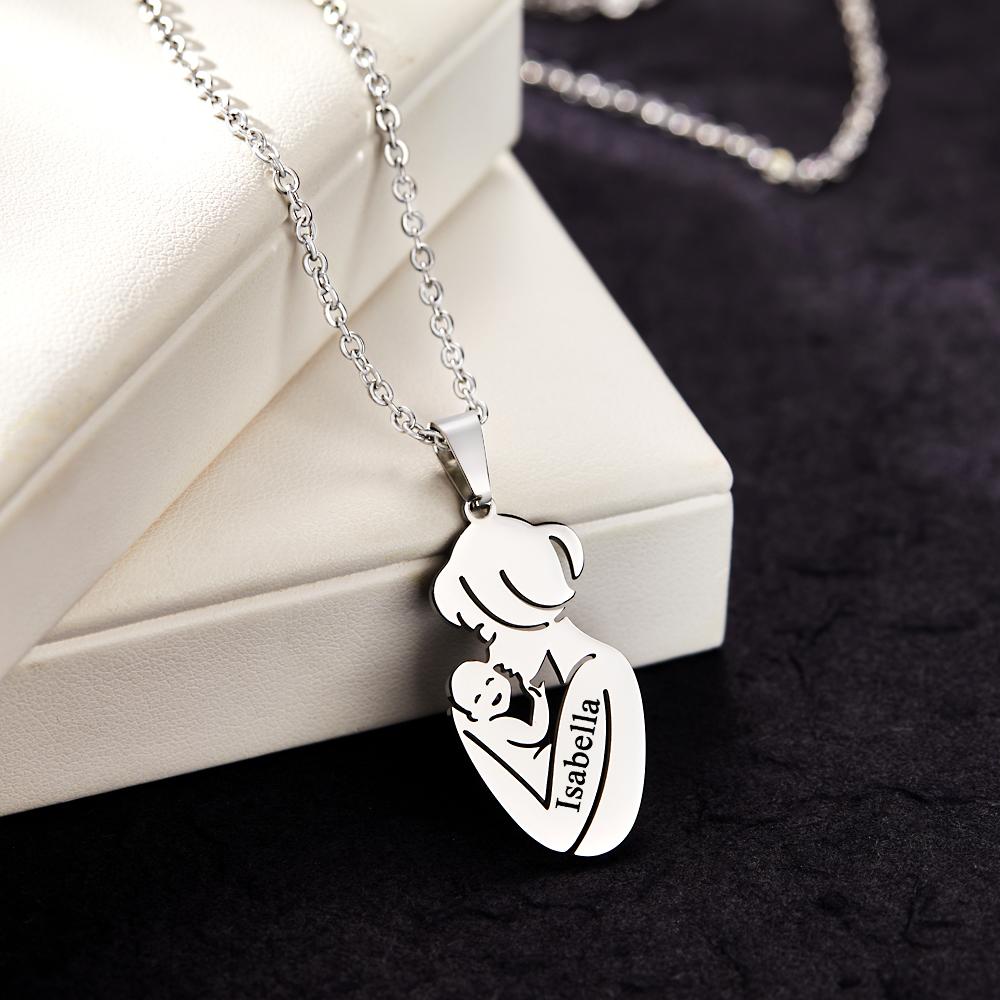 Personalised Engraved Mother & Baby Necklace