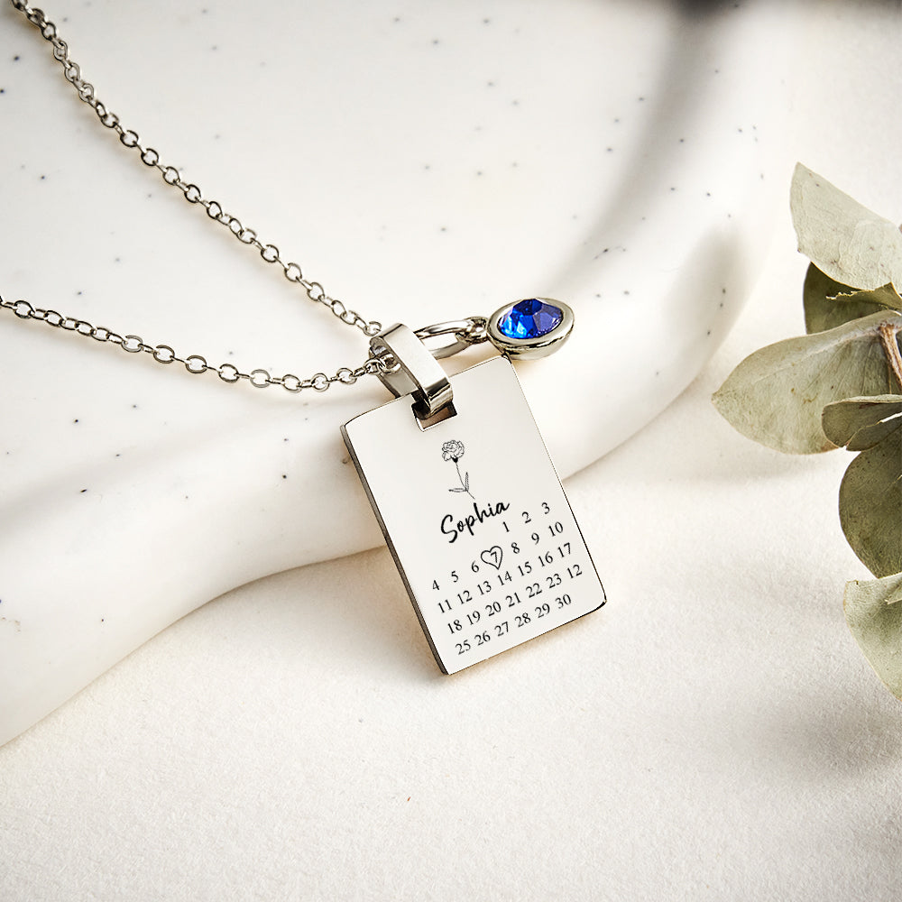 Personalised Date & Birthstone Necklace